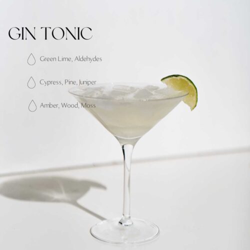 Gin-tonic: frisse limoen, jeneverbes, sprankelende, cocktail-geïnspireerde geur